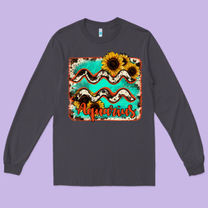 Aquarius Turquoise Cowhide Long Sleeve Tee Designed By Ranaportraitstore