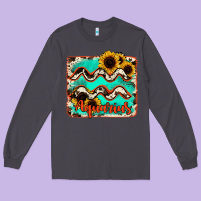Aquarius Turquoise Cowhide Long Sleeve Tee Designed By Ranaportraitstore