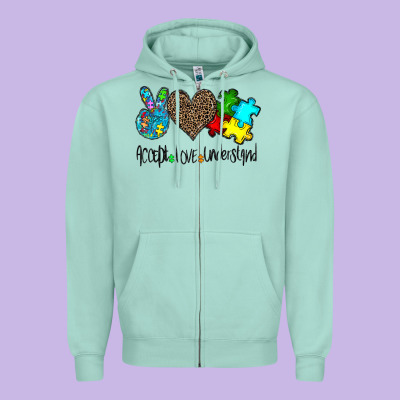 Accept Love Understand Zipper Hoodie Designed By Cowhidedigitalart