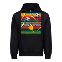 Soccer Winner Cup And Vuvuzela With Serape Seamless Pattern Urban Hoodie | Teevron