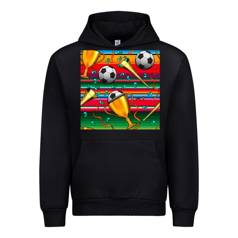 Soccer Winner Cup And Vuvuzela With Serape Seamless Pattern Urban Hoodie by BundleAndBundleShop | Teevron