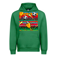 Emerald soccer winner cup and vuvuzela with serape seamless pattern Urban Hoodie - BundleAndBundleShop