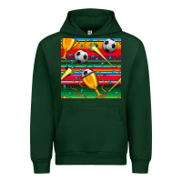 Forest Green soccer winner cup and vuvuzela with serape seamless pattern Urban Hoodie - BundleAndBundleShop