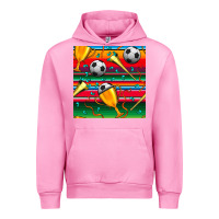 Fuchsia Pink soccer winner cup and vuvuzela with serape seamless pattern Urban Hoodie - BundleAndBundleShop