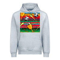 Heather Grey soccer winner cup and vuvuzela with serape seamless pattern Urban Hoodie - BundleAndBundleShop