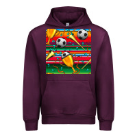 Mauve Wine soccer winner cup and vuvuzela with serape seamless pattern Urban Hoodie - BundleAndBundleShop