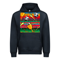 Navy soccer winner cup and vuvuzela with serape seamless pattern Urban Hoodie - BundleAndBundleShop