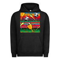 Pigment Black soccer winner cup and vuvuzela with serape seamless pattern Urban Hoodie - BundleAndBundleShop