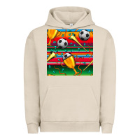 Pigment French Oak soccer winner cup and vuvuzela with serape seamless pattern Urban Hoodie - BundleAndBundleShop