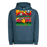 Pigment Midnight Navy soccer winner cup and vuvuzela with serape seamless pattern Urban Hoodie - BundleAndBundleShop