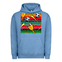Pigment Pebble Blue soccer winner cup and vuvuzela with serape seamless pattern Urban Hoodie - BundleAndBundleShop