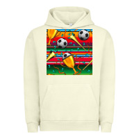 Pigment Pistachio soccer winner cup and vuvuzela with serape seamless pattern Urban Hoodie - BundleAndBundleShop
