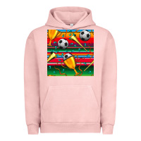 Pigment Salmon soccer winner cup and vuvuzela with serape seamless pattern Urban Hoodie - BundleAndBundleShop