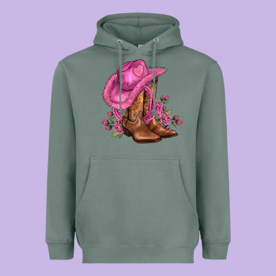 Valentines Day Boots Cowgirl Hat And Roses Heavyweight Hoodie Designed By Adodesignshop