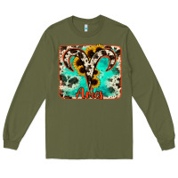 Army Green aries turquoise cowhide Long Sleeve Tee - RanaPortraitStore