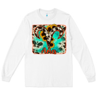 White aries turquoise cowhide Long Sleeve Tee - RanaPortraitStore