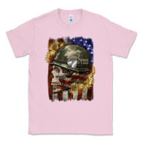 Bubblegum Pink Army skull 4th of july Classic Tee - CowGirlArtShop