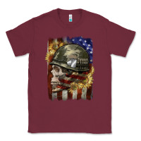 Burgundy Army skull 4th of july Classic Tee - CowGirlArtShop