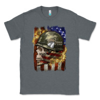 Charcoal Heather Army skull 4th of july Classic Tee - CowGirlArtShop