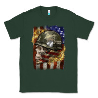 Sports Green Army skull 4th of july Classic Tee - CowGirlArtShop