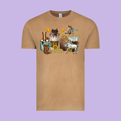Coffee Cups Horses Vintage Tee Designed By Texasbilliewilder
