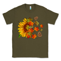 Army Green sunflower and autumn leaves Classic Tee - HRA Design Shop