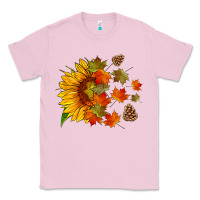 Bubblegum Pink sunflower and autumn leaves Classic Tee - HRA Design Shop