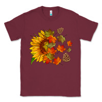Burgundy sunflower and autumn leaves Classic Tee - HRA Design Shop