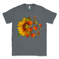 Charcoal Heather sunflower and autumn leaves Classic Tee - HRA Design Shop