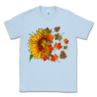 Dusty Blue sunflower and autumn leaves Classic Tee - HRA Design Shop