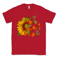 Red sunflower and autumn leaves Classic Tee - HRA Design Shop