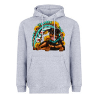 Heather Grey Rottweiler  rainbow Heavyweight Hoodie - Artiststas