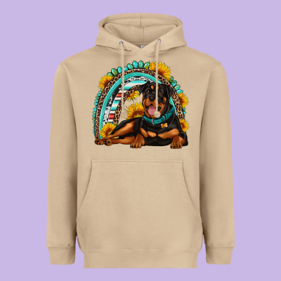 Rottweiler  Rainbow Heavyweight Hoodie Designed By Artiststas
