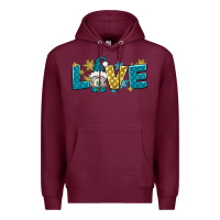 Burgundy love winter gnome Premium Hoodie - NancyCooperArtShop
