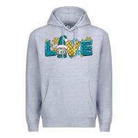 Heather Grey love winter gnome Premium Hoodie - NancyCooperArtShop