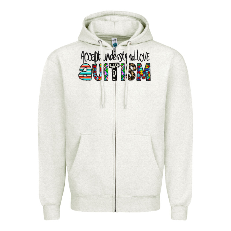 Accept. Understand Love Autism Zipper Hoodie by CowhideDigitalArt | Teevron