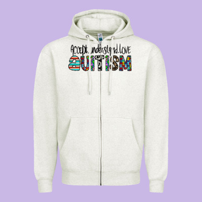 Accept. Understand Love Autism Zipper Hoodie Designed By Cowhidedigitalart