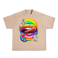 Burro rainbow lips with daisies Urban Heavy Tee - texasbilliewilder