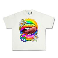 Pistachio rainbow lips with daisies Urban Heavy Tee - texasbilliewilder