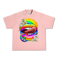 Salmon rainbow lips with daisies Urban Heavy Tee - texasbilliewilder