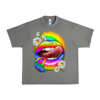 Tornado rainbow lips with daisies Urban Heavy Tee - texasbilliewilder
