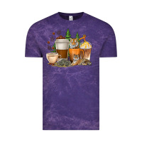 Cloud Purple coffee cups tiger with coffee beans Vintage Tee - texasbilliewilder