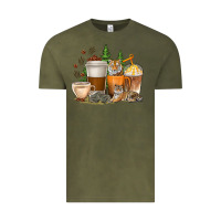 Vintage Olive coffee cups tiger with coffee beans Vintage Tee - texasbilliewilder