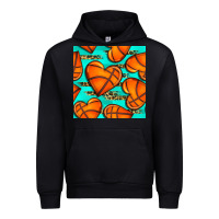 Black basketball hearts with leopard seamless pattern Urban Hoodie - BundleAndBundleShop
