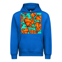 Cobalt basketball hearts with leopard seamless pattern Urban Hoodie - BundleAndBundleShop
