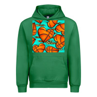 Emerald basketball hearts with leopard seamless pattern Urban Hoodie - BundleAndBundleShop