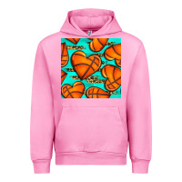Fuchsia Pink basketball hearts with leopard seamless pattern Urban Hoodie - BundleAndBundleShop