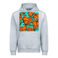 Heather Grey basketball hearts with leopard seamless pattern Urban Hoodie - BundleAndBundleShop
