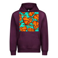 Mauve Wine basketball hearts with leopard seamless pattern Urban Hoodie - BundleAndBundleShop