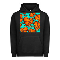 Pigment Black basketball hearts with leopard seamless pattern Urban Hoodie - BundleAndBundleShop